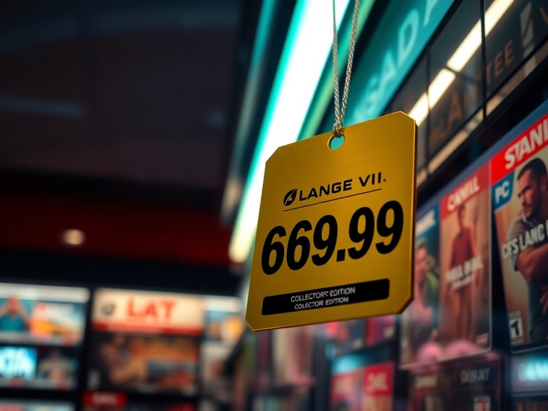 A split-screen image: on one side, a sleek gaming setup with a GTA VI logo on a high-end monitor, and on the other, a close-u