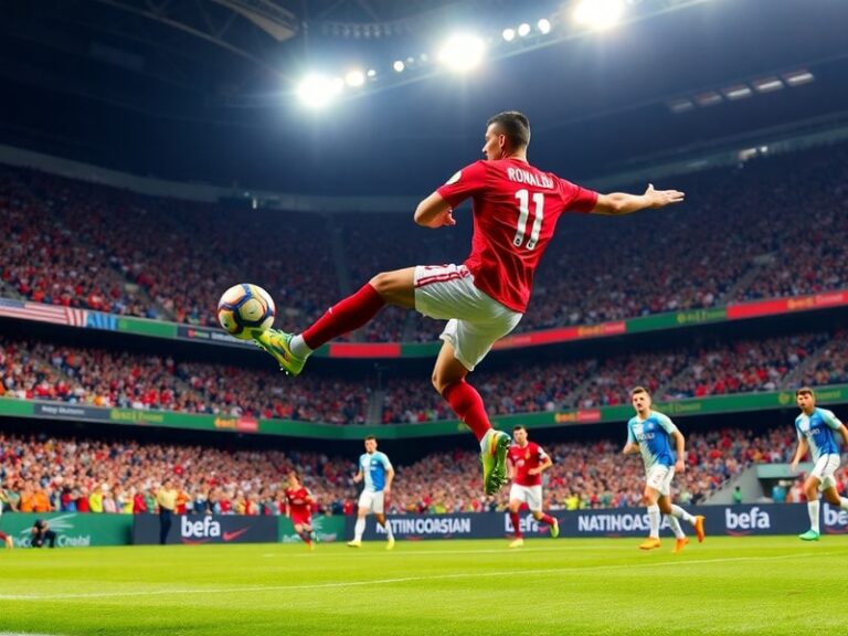 A dynamic mid-action shot of Portugal’s Bruno Fernandes controlling the ball in midfield, with Uzbek defender closely marking