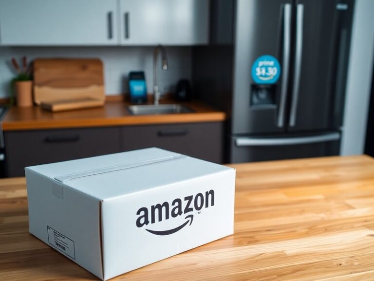 A split-screen image showing a digital clock hitting midnight with Amazon’s Prime Day promotional banner in the background. O