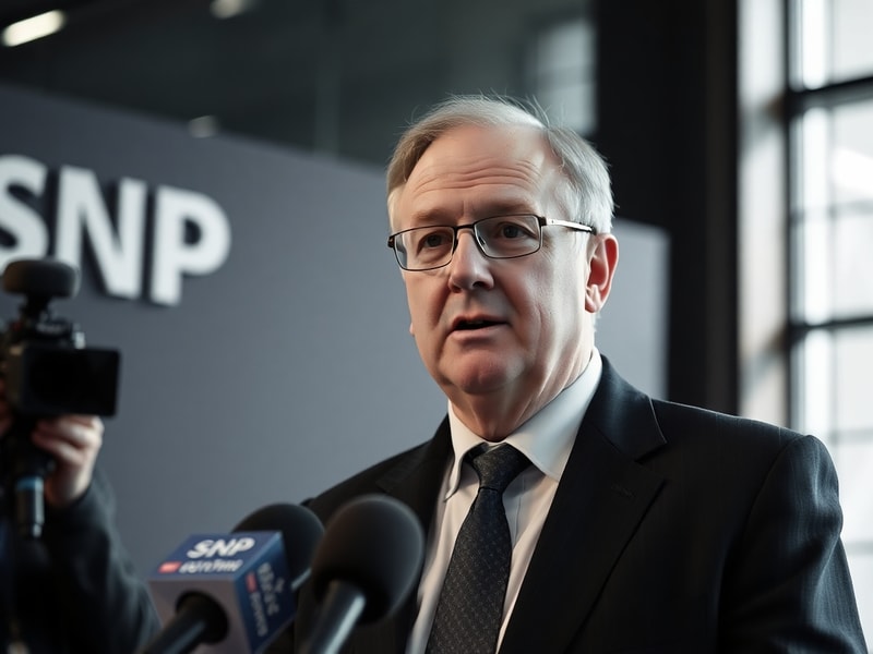 A composed portrait of Peter Murrell in a professional setting, such as an office or political event, with a neutral expressi