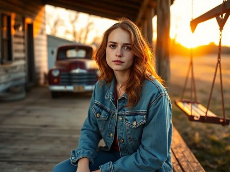 A candid portrait of Hannah Brown outdoors, wearing a casual outfit with a warm smile, soft natural lighting, and a backdrop