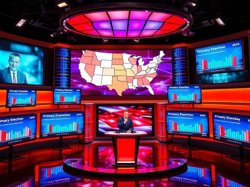 A split-world image showing U.S. voters casting ballots alongside European and Asian polling stations, with a digital overlay