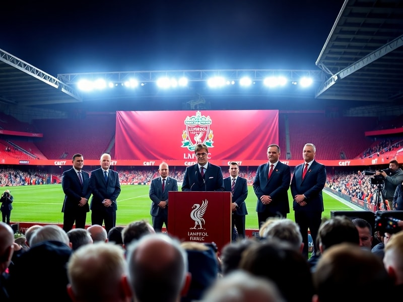 A collage-style image showing Liverpool FC players in a training session at Anfield, with a global map overlay highlighting k