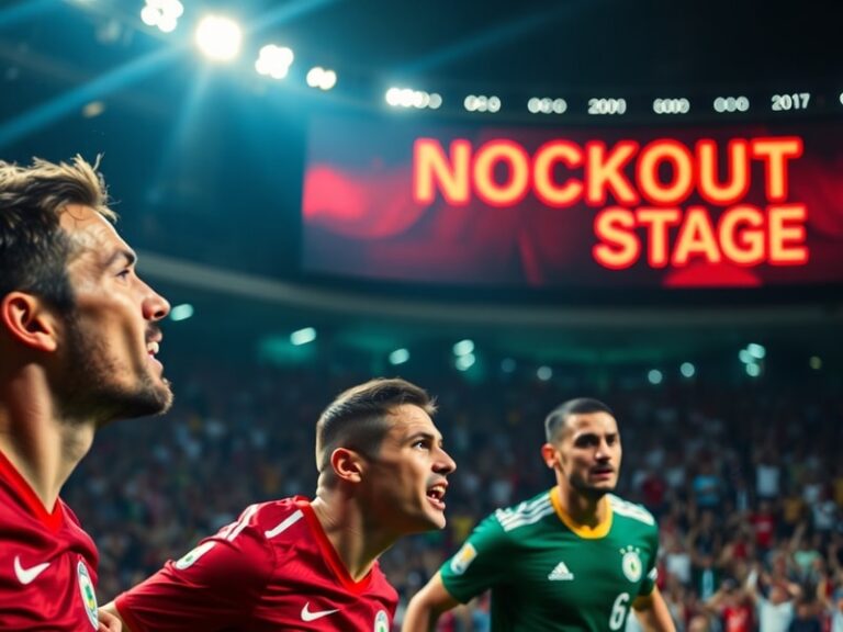 A dynamic split-screen image showing a jubilant football player celebrating a goal in a packed stadium on one side, and a BBC