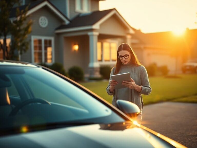 A split-image illustration: on the left, a stressed driver holding an insurance bill; on the right, the same person confident