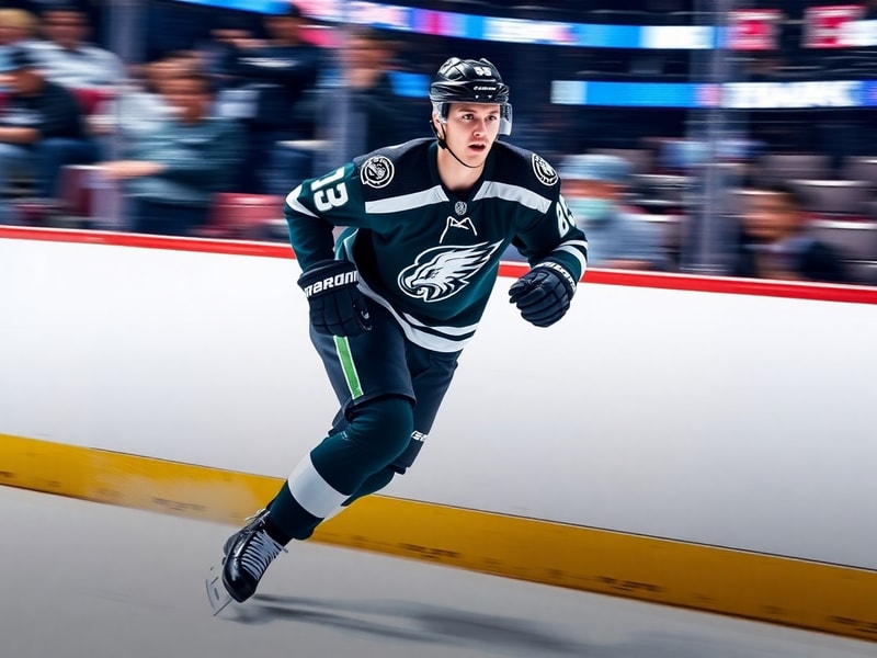 Valeri Nichushkin in a Dallas Stars jersey, mid-action during a game at an NHL arena, with a focused expression and the Ameri