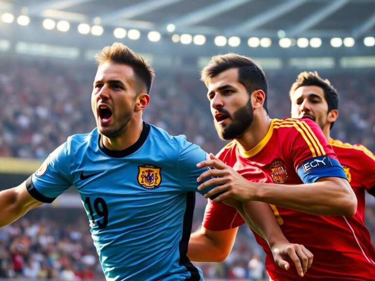 A tense moment from the Uruguay vs Spain match during the penalty shootout, with Uruguay's goalkeeper celebrating after savin