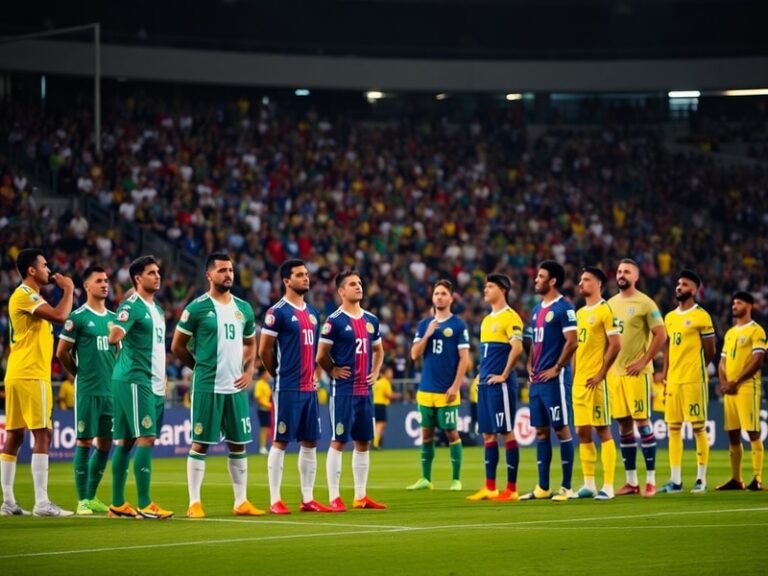 A dynamic action shot of a Mexico vs Ecuador match, capturing a moment of intense play with players in jerseys of both teams,