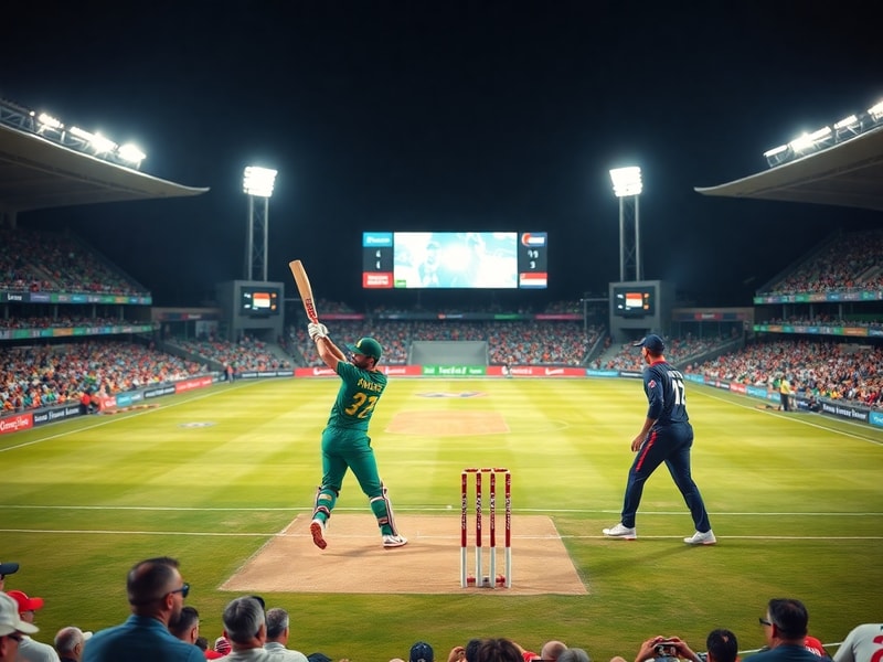 A split-screen image: Pakistan’s Babar Azam in mid-shot during a tense match, contrasted with the Netherlands’ Scott Edwards