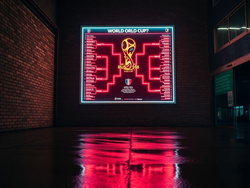 A dynamic digital collage showing a fantasy soccer draft interface overlaying a live match, with glowing bracket lines connec