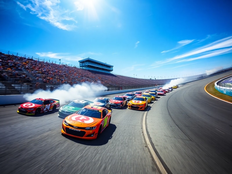 A high-speed action shot of William Byron’s No. 24 car leading Chase Elliott’s No. 9 car on the final lap of the Phoenix Race