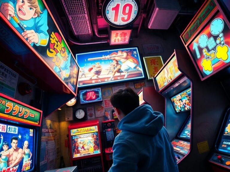 A vibrant collage featuring iconic Japanese game characters like Mario, Pikachu, and Cloud Strife, set against a backdrop of