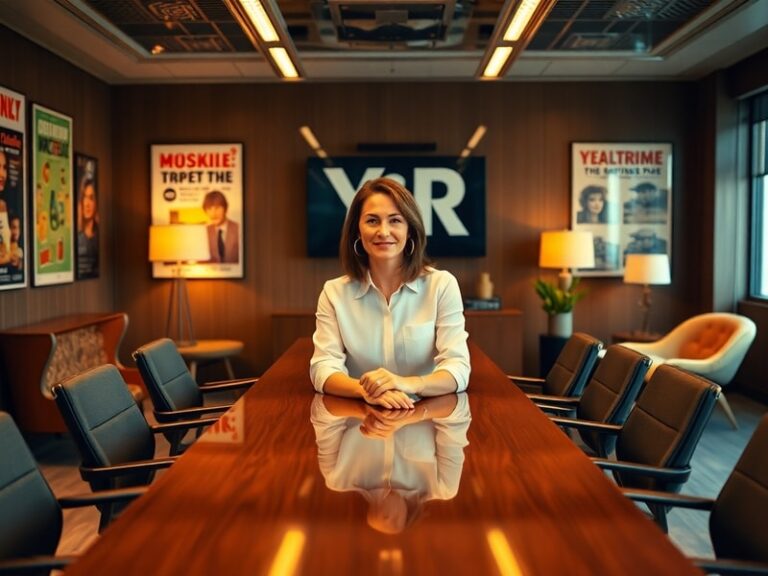 A dramatic shot of Lauren Koslow in character as Dr. Olivia Winters, standing in the Genoa City Athletic Club with a concerne