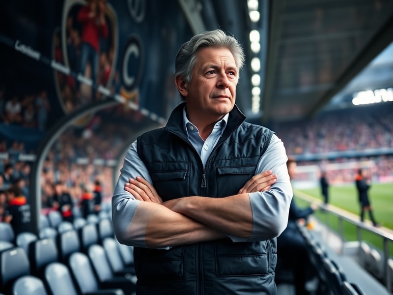 A split-image: left side shows Davide Ancelotti in a coaching bib during a match, focused on tactics; right side shows him in