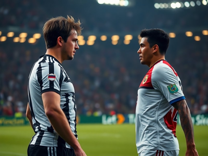 A dramatic image of a Copa Libertadores match between Club América and Olimpia, featuring players in action under stadium lig