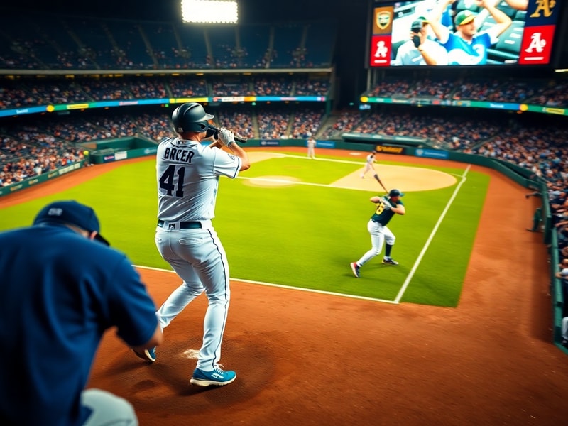 A split-image graphic showing Dodger Stadium on the left with a packed crowd and Oakland Coliseum on the right with a smaller