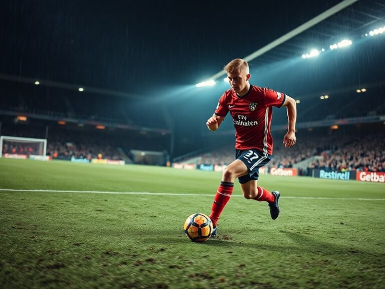 Quinten Timber in action during an Ajax match, wearing the club's iconic red-and-white striped jersey, positioned as a right-