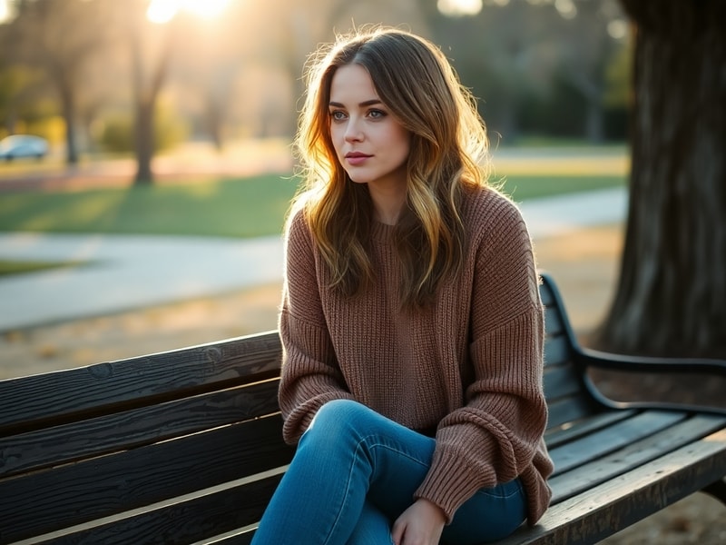 A split-image portrait of Daveigh Chase: on the left, as Samara Morgan from The Ring with long dark hair covering her face an
