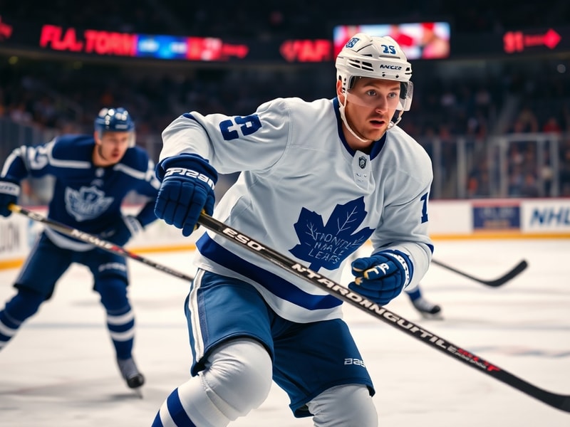 Evan Rodrigues in a Florida Panthers jersey during a game, skating hard on a breakout with a focused expression, arena lights