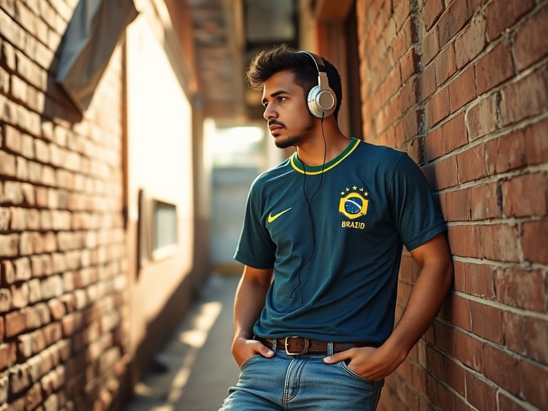A dynamic action shot of Matheus Fernandes in midfield, wearing Sporting CP’s black and green jersey, executing a precise pas