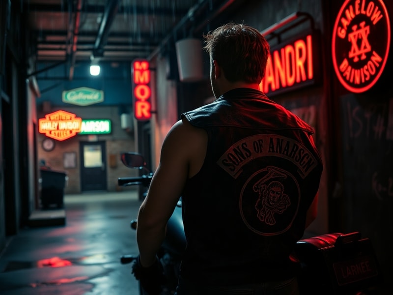 A split-screen image of Taylor Sheridan in his Deputy David Hale role on Sons of Anarchy (left) and directing a scene on the