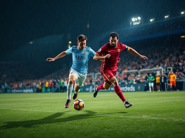 A dynamic mid-action shot of Lionel Messi controlling the ball against Egypt's defenders during the World Cup match, with the