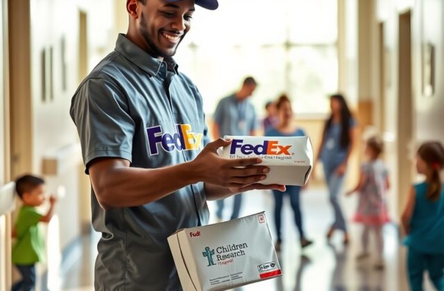 A vibrant scene from the FedEx St. Jude Golf Tournament at TPC Southwind: PGA Tour pros in mid-swing, a St. Jude patient and