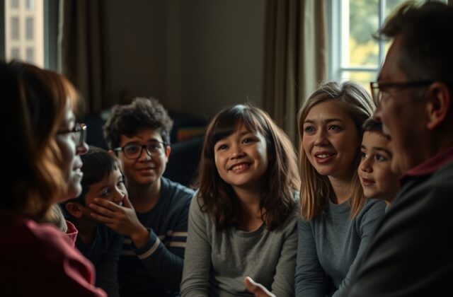 A split-screen image: on one side, a classroom with a fidget toy in focus; on the other, a bustling city street with a person