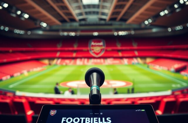 A dynamic on-pitch scene at the Emirates Stadium during a pre-season friendly, featuring Arsenal’s new signings in action. Th