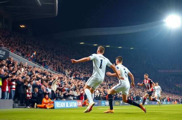 A mid-action shot of Tom Lawrence curling in his free-kick for Derby County against Swansea City, with players reacting in th