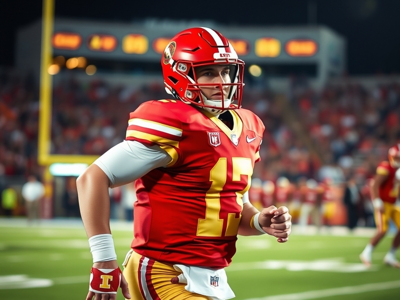 Kyle McCord in an Ohio State uniform mid-throw during a game, with a blurred stadium background, capturing his focused expres