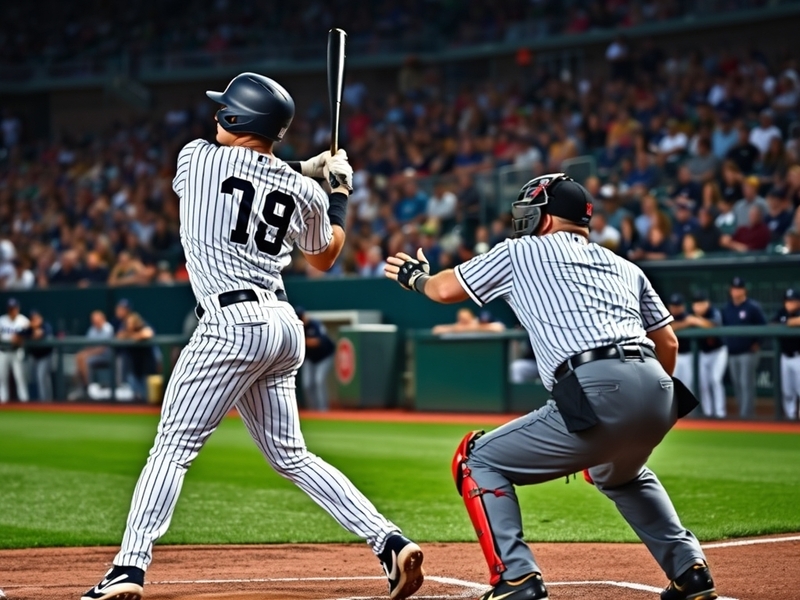 A dynamic shot of Shohei Ohtani pitching against Gerrit Cole at Yankee Stadium, with Aaron Judge and Mike Trout in the backgr