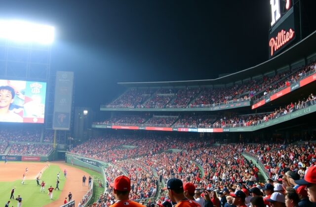 An action shot of the Astros and Phillies players in a heated moment during a game, showcasing the intensity of their rivalry