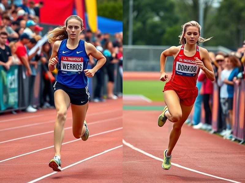 A dynamic image of Audrey Werro and Keely Hodgkinson racing on the track, showcasing their athleticism and determination duri