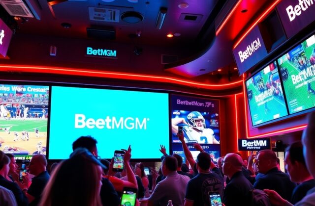 An engaging image showcasing a vibrant online betting platform with promotional banners and diverse users interacting with th