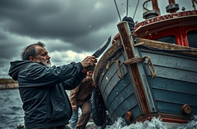 An image depicting a marina scene with boats, highlighting the tension and drama of the incident involving Danny Tommo.