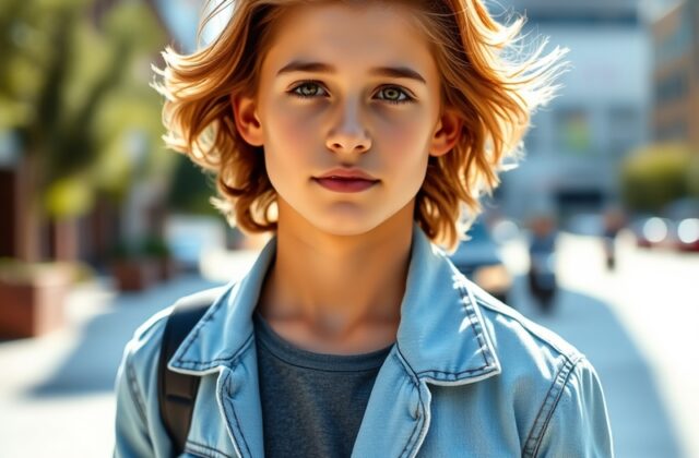 A stylish portrait of Presley Walker Gerber, showcasing his modeling prowess with a modern urban backdrop and a confident exp