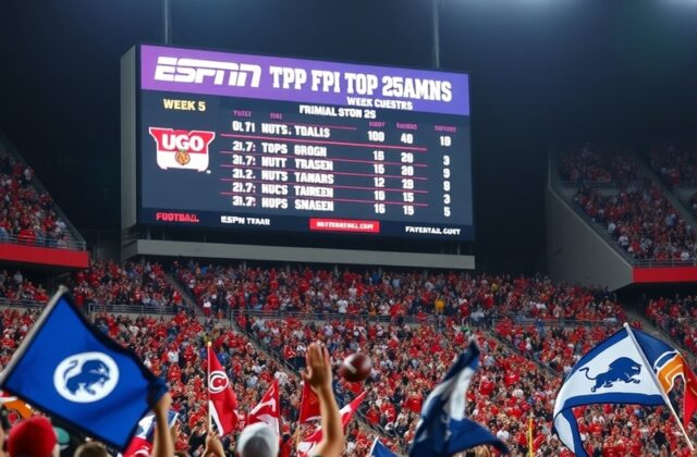 An action-packed college football scene showcasing players in vibrant uniforms during a game, capturing the intensity and exc