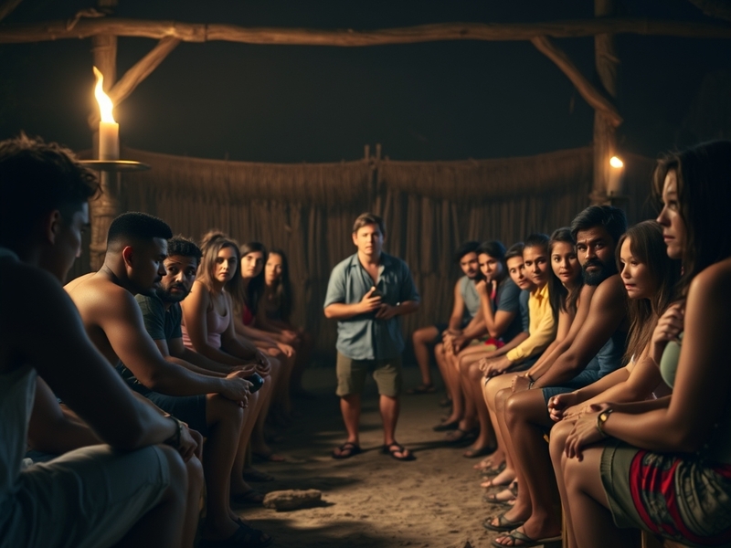 A dynamic collage of Survivor 51 contestants engaged in challenges, showcasing their determination and teamwork under the tro