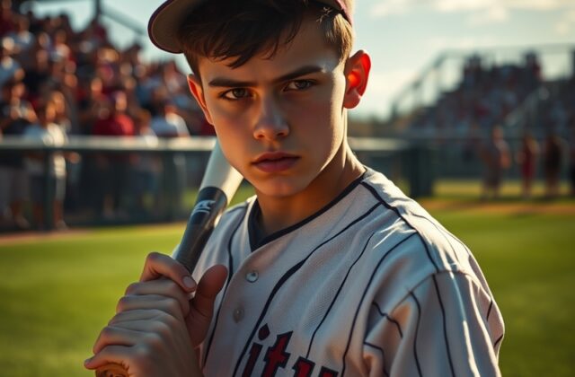 An action shot of Will Venable in a baseball uniform, showcasing his dynamic playing style, set against a vibrant stadium bac