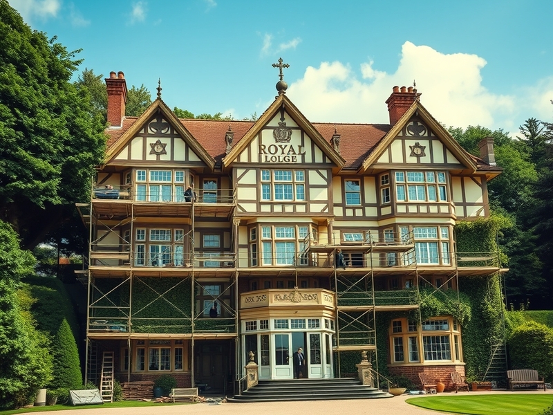 An image of the Royal Lodge, showcasing its historic architecture and surrounding gardens, reflecting the blend of tradition