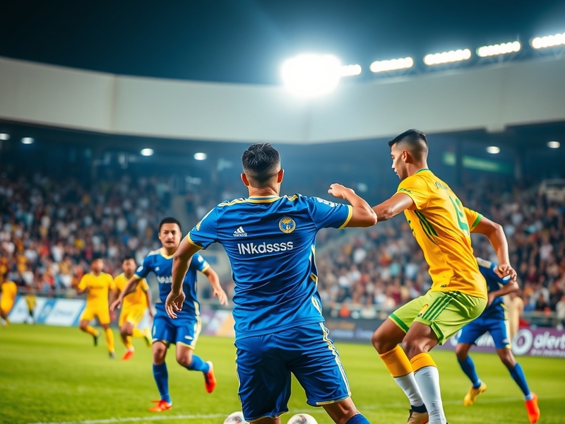 An action-packed scene from the Al-Nassr vs Diriyah match, featuring players in dynamic poses, the stadium filled with enthus