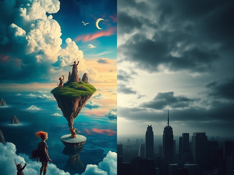 An illustration showing people from diverse backgrounds reaching for their dreams, set against a backdrop of symbols represen