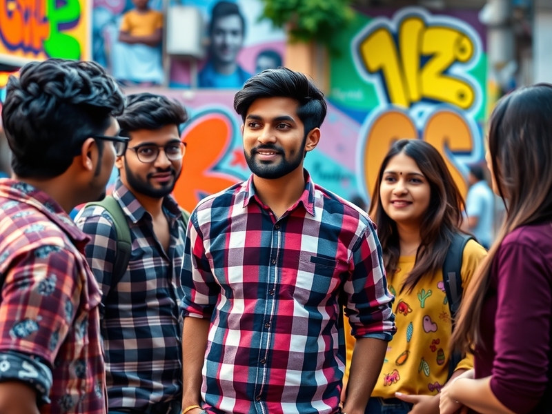 A dynamic portrait of Dhruv Rathee engaged in filming a YouTube video, surrounded by a vibrant city backdrop that reflects hi