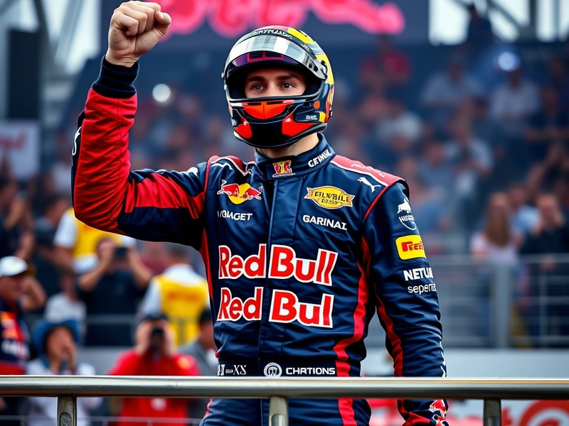 A tense moment from the Formula 1 race showing Max Verstappen in action, with blurred cars in the background to capture the s