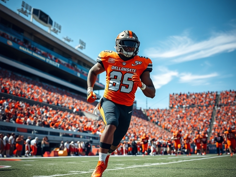 A vibrant scene of Boone Pickens Stadium filled with enthusiastic fans wearing orange and black, showcasing the electric atmo