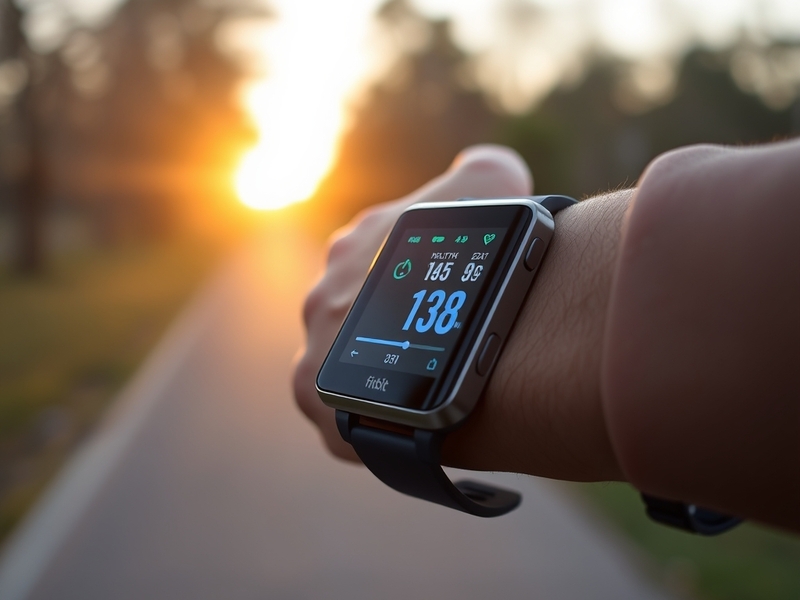 An image of the Google Fitbit Edge Fitness Tracker on a wrist during an outdoor workout, showcasing its sleek design and user