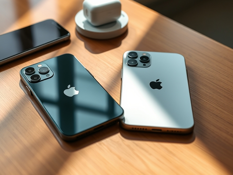 A sleek display of the iPhone 15 and iPhone 15 Pro showcasing their design, colors, and features in a modern setting.