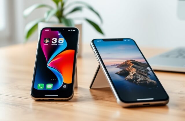 A sleek iPhone Duo displayed against a modern backdrop, highlighting its dual-camera system and elegant design.