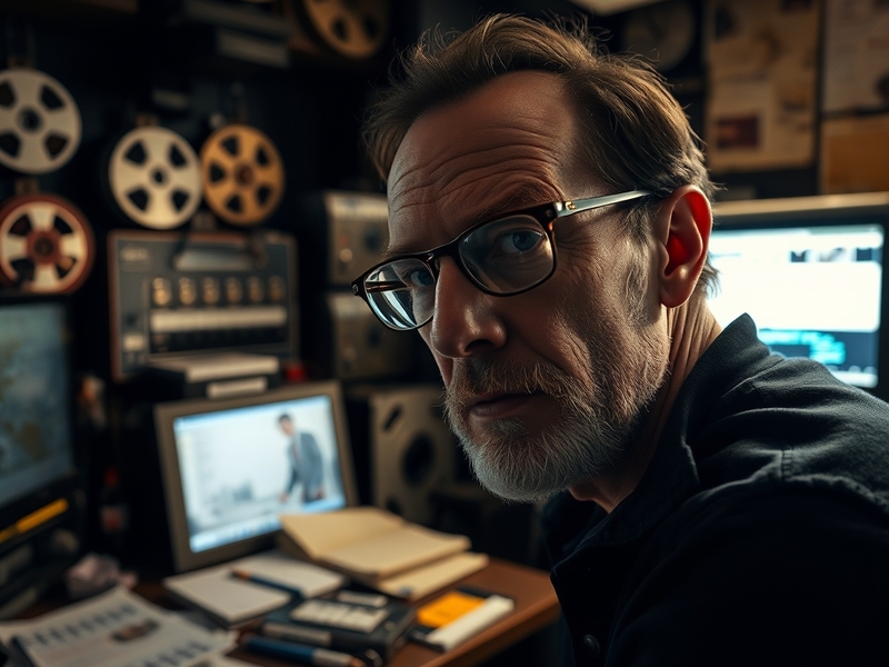 A collage of Steven Soderbergh's iconic films, showcasing diverse genres and styles, with a focus on his distinctive visual a